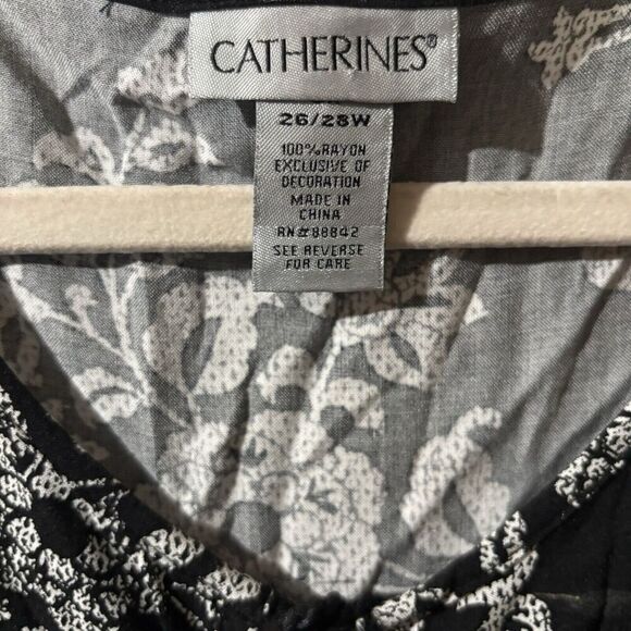 Catherines Tunic Top Womens 26 28W Multicolor Floral Plaid Print Scoop Blouse - Picture 7 of 8